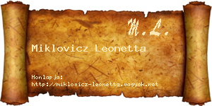 Miklovicz Leonetta névjegykártya